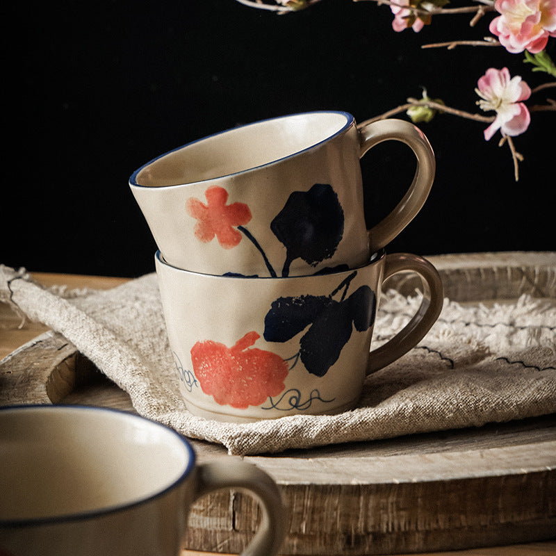 JINEE.CERAMIC Hand Painted Flower Mug