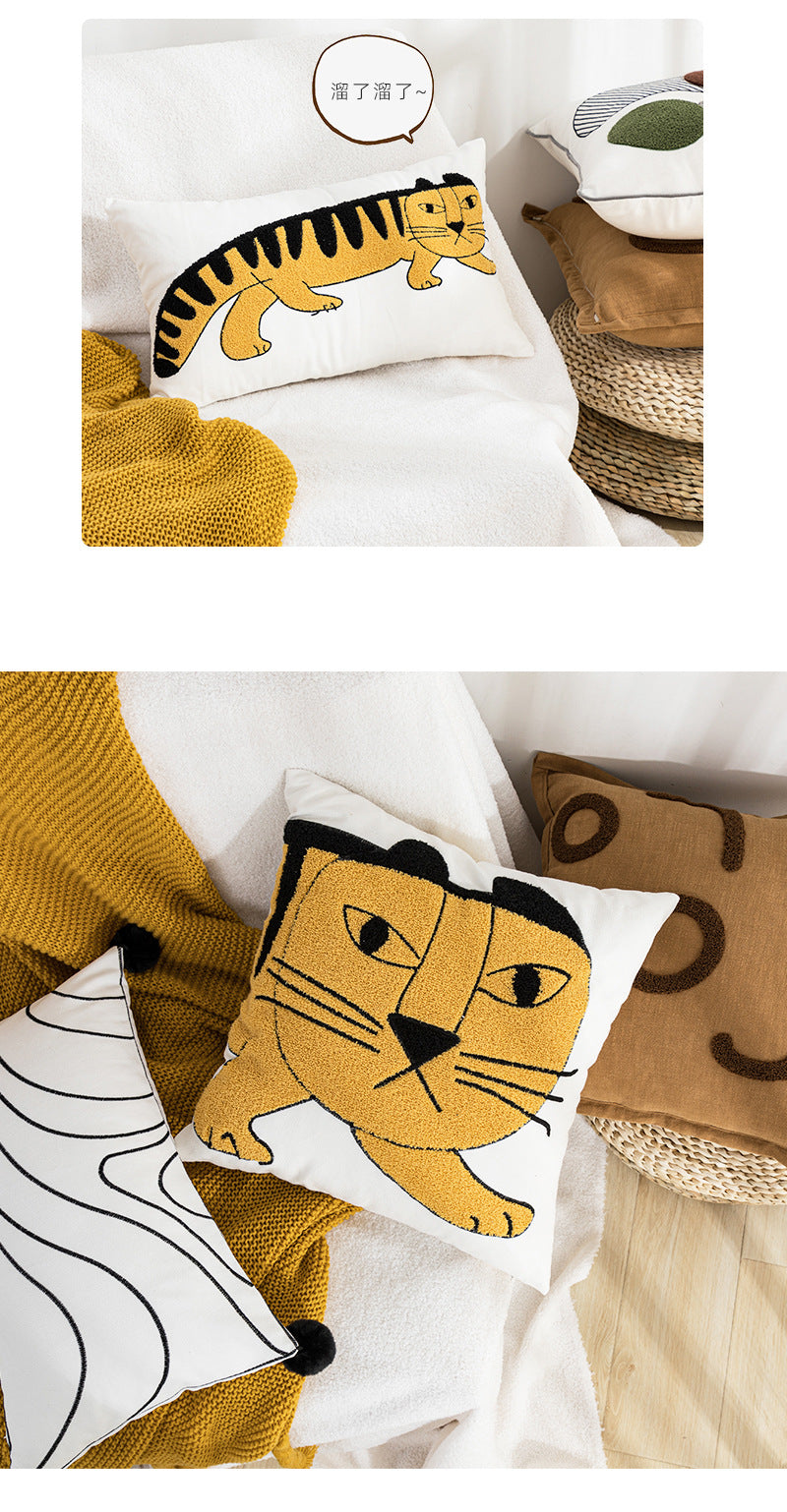 JINEE.DECOR.Cute Unique Cat Tiger Cushion Cover