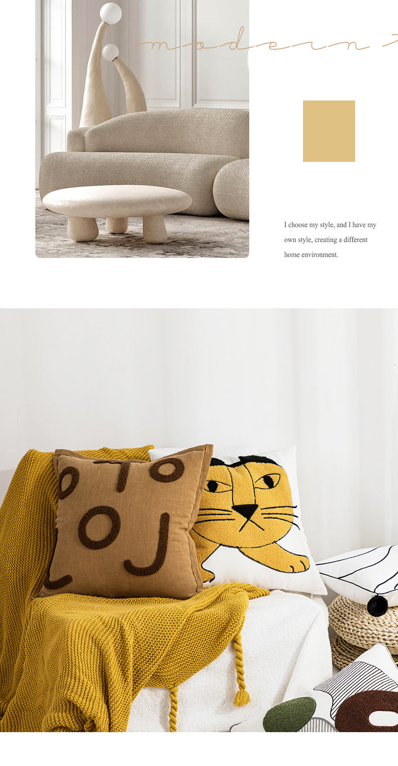 JINEE.DECOR.Cute Unique Cat Tiger Cushion Cover