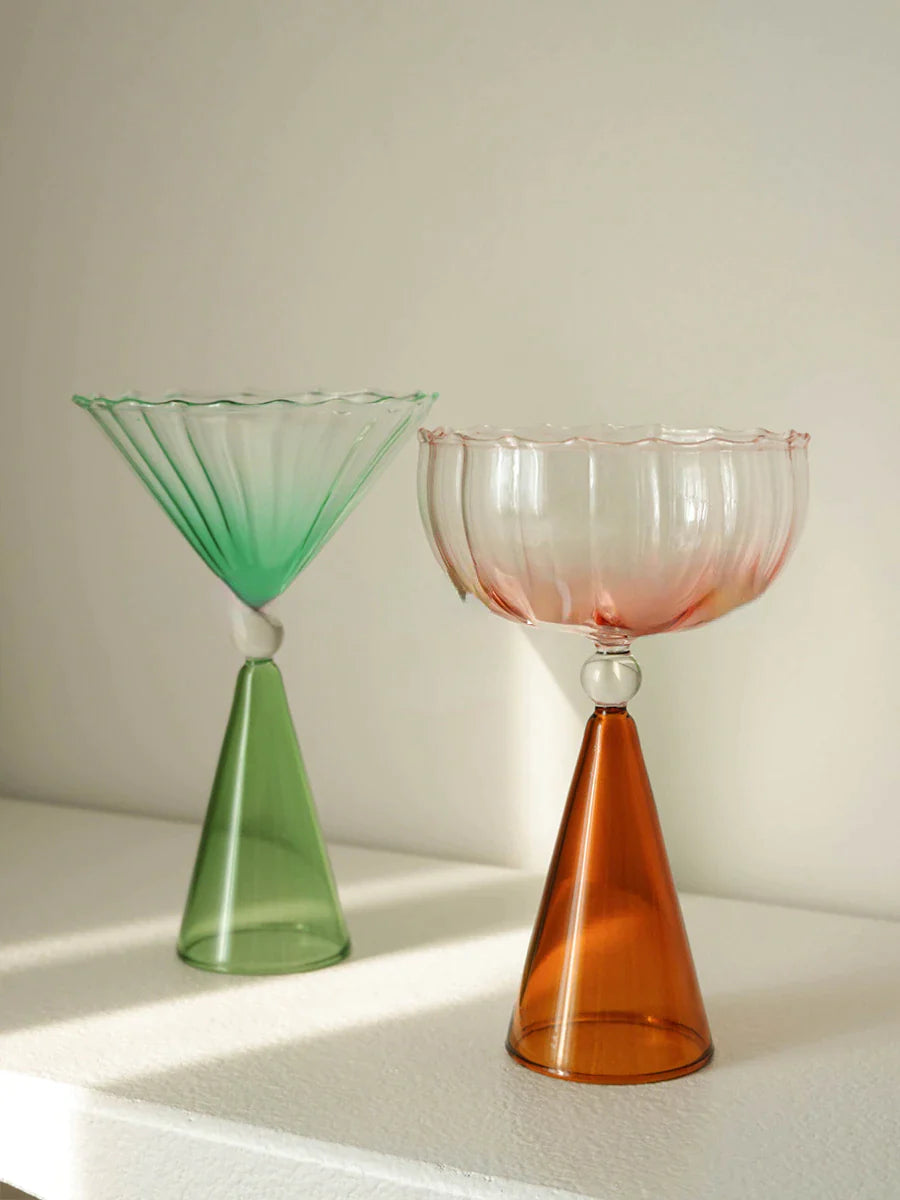 JINEE.Glassware.Tinted & Textured Cocktail Glass