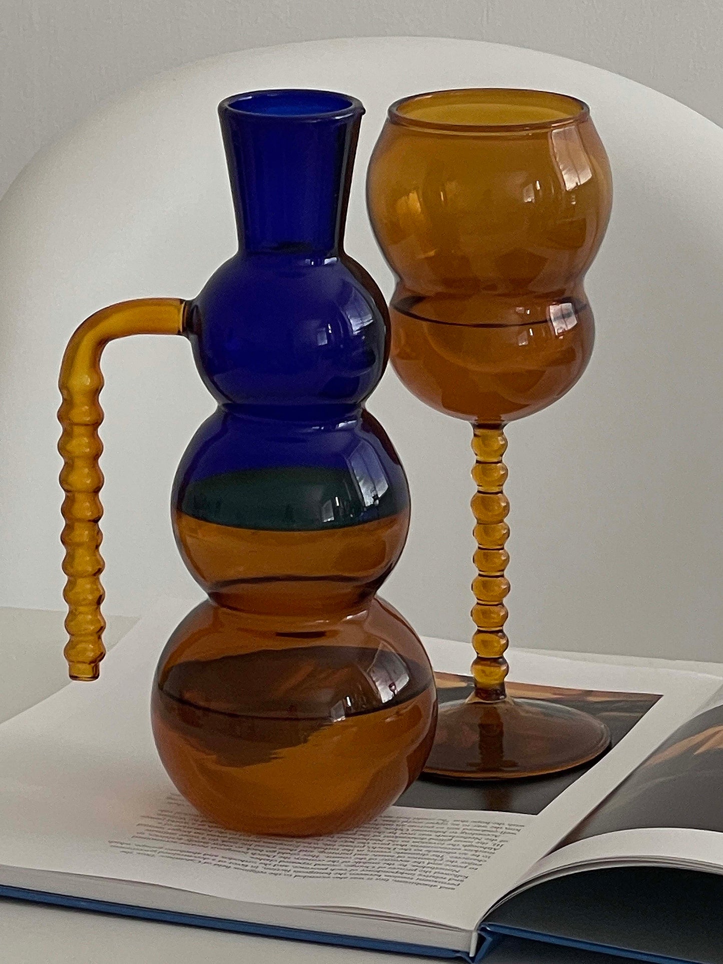 JINEE.GLASS Colored Glass Goblet & Decanter