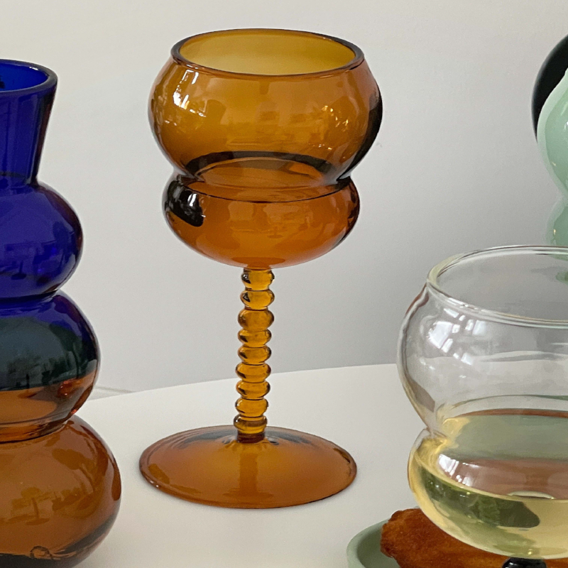 JINEE.GLASS Colored Glass Goblet & Decanter