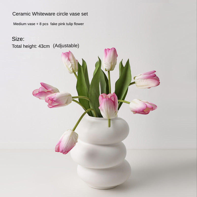 JINEE.Pure White special-shaped ceramic vase