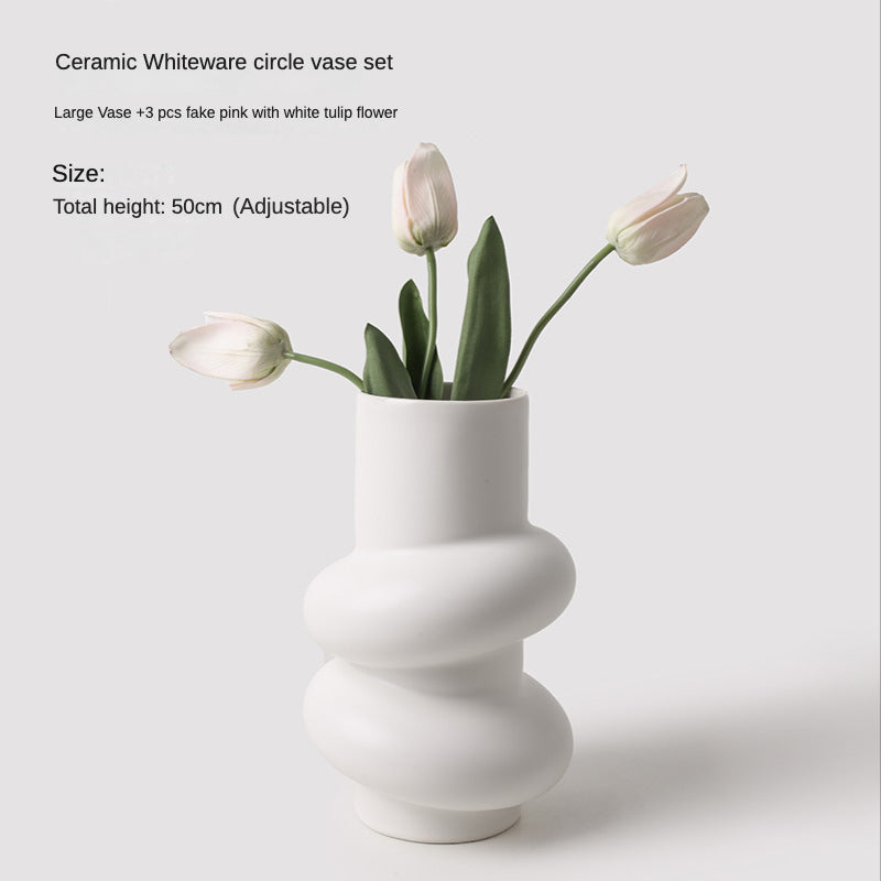 JINEE.Pure White special-shaped ceramic vase