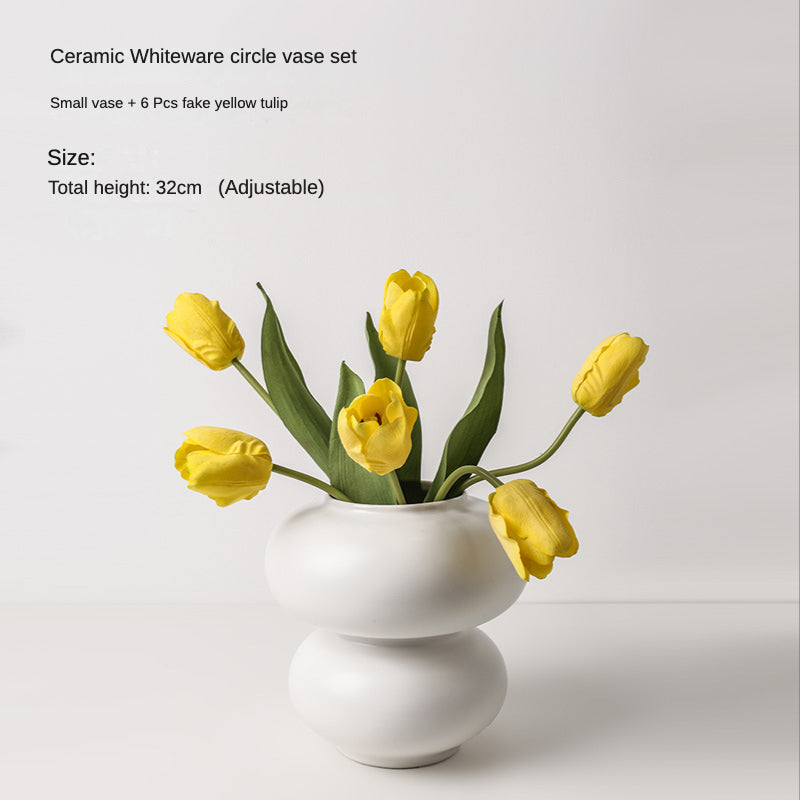 JINEE.Pure White special-shaped ceramic vase