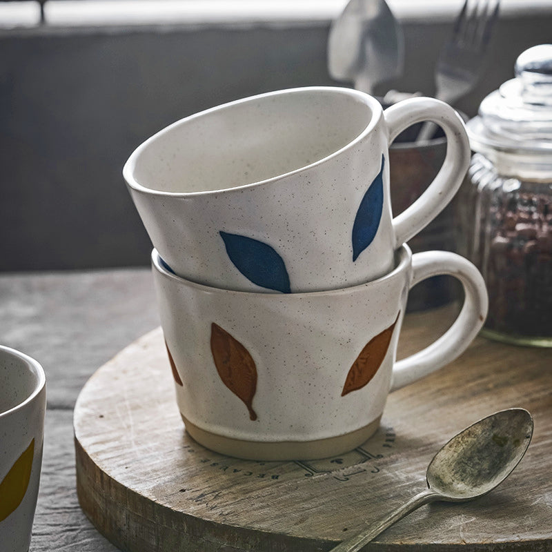 JINEE.CERAMIC Hand Painted Leaves Mug