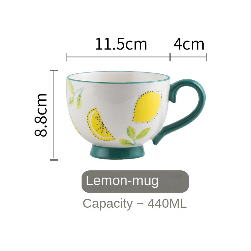 Jineeselected Hand Painted Vintage Mug-lemon