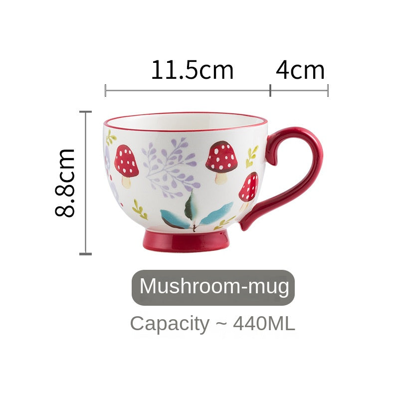 Jineeselected Hand Painted Vintage Mug-mushroom