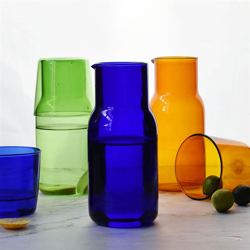 JINEE.GLASS Wasserkrug und Glas-Set aus farbigem Glas