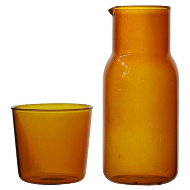 JINEE.GLASS Colored Glass Water Jar and Glass Set