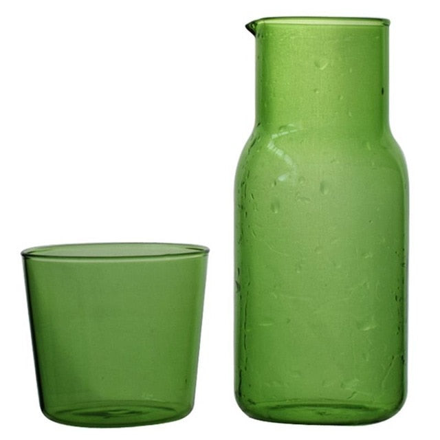 JINEE.GLASS Colored Glass Water Jar and Glass Set