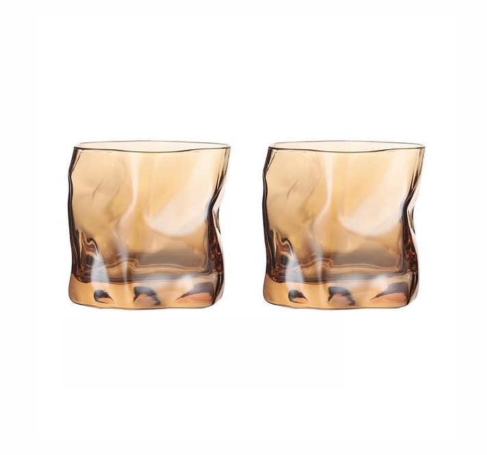 JINEE.GLASS Distort Texture Whisky Glass 2 pc Set