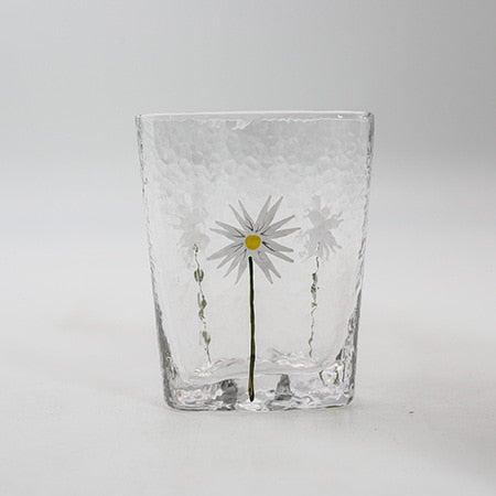 JINEE.GLASS Flower & Gold Rim Drinkware Set