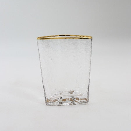 JINEE.GLASS Flower & Gold Rim Drinkware Set