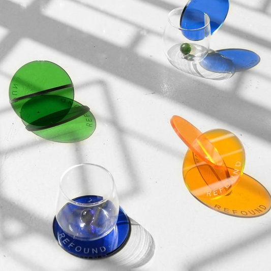 JINEE.GLASS Colorpop Glass Cup & Coasters