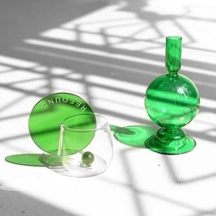 JINEE.GLASS Colorpop Glass Cup & Coasters