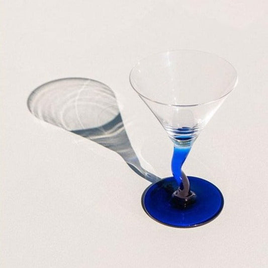 JINEE.Glassware.Blue Twist Martini Glass