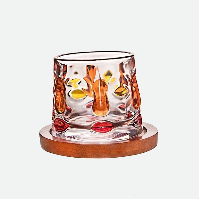 JINEE.Glassware.Harlekin Bunt bemalte Glastasse