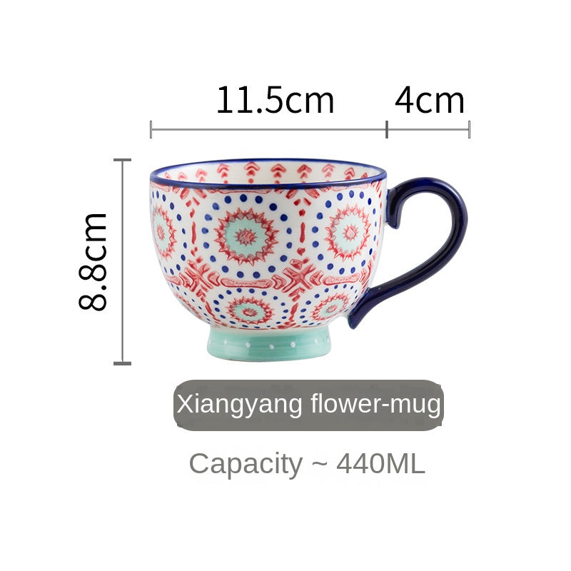 Jineeselected Hand Painted Vintage Mug-xiangyang flower-mug